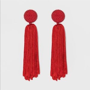 Red Tassel Stud Drop Earrings Baublebar